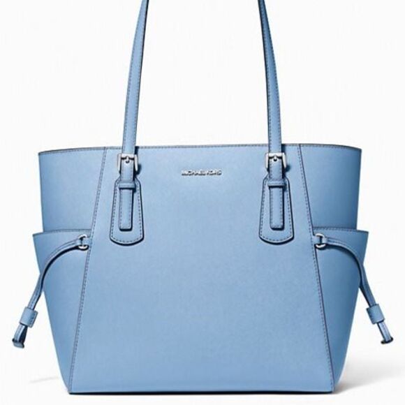 New Michael Kors Voyager Large Saffiano Leather Tote Bag Light Sky - Picture 2 of 4